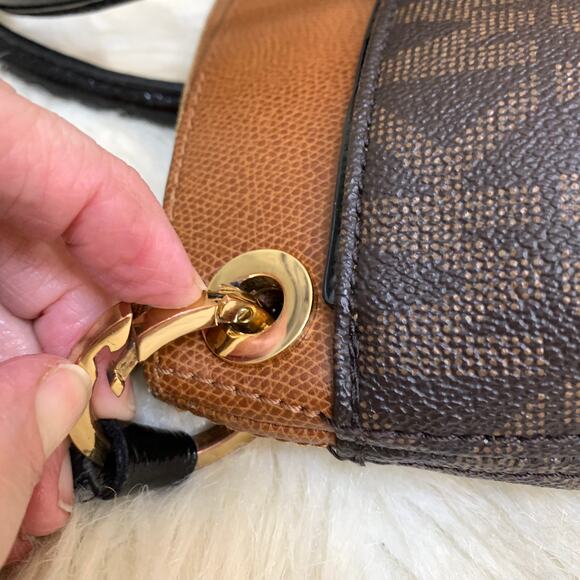 MICHAEL KORS Two-Tone Brown Cognac Signature AUBREY Zip Top Satchel w/Sh/Strap - Picture 13 of 16